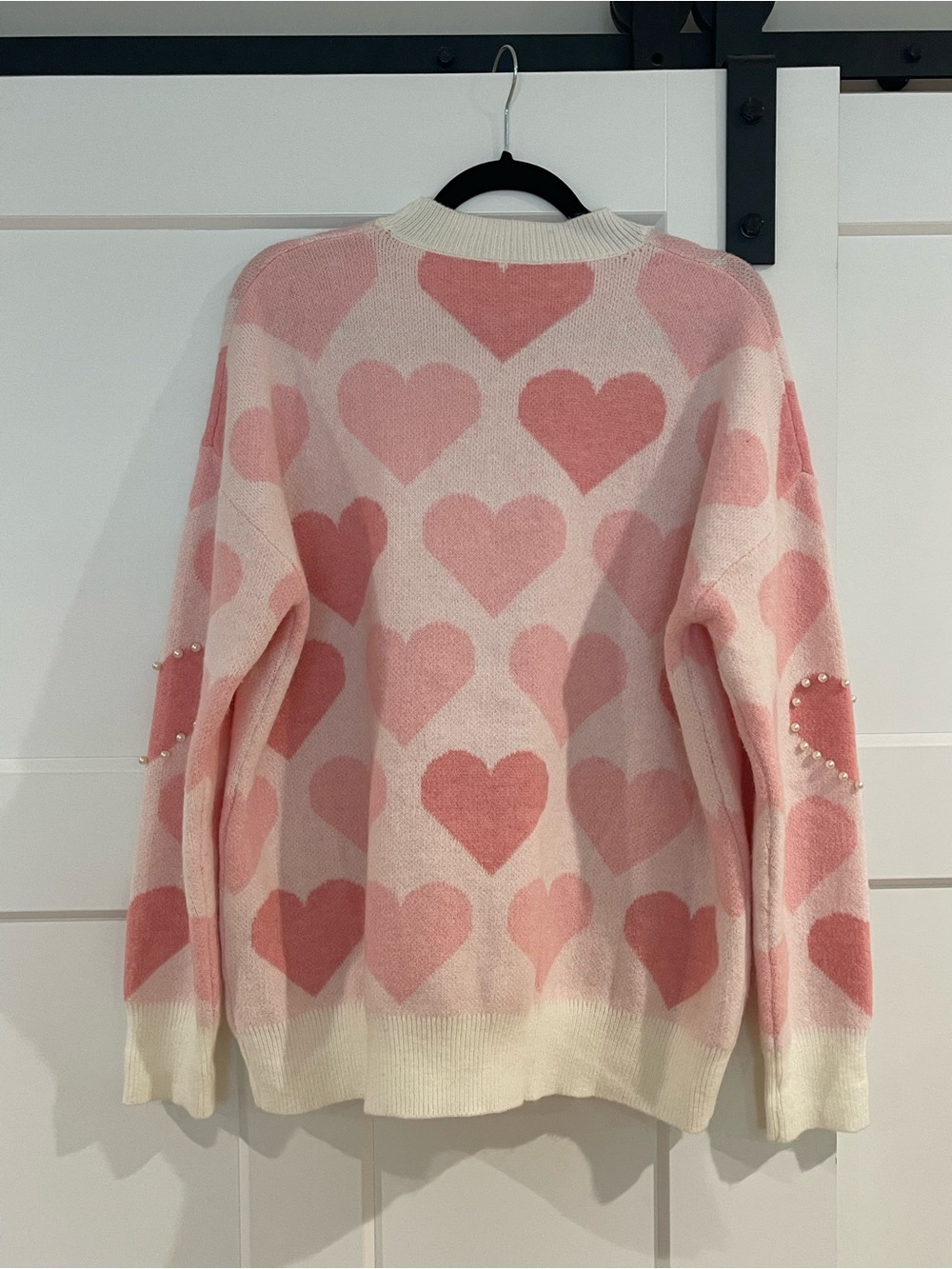 Women’s Pink Heart Pearl-Applique Sweater - Picture 2 of 5